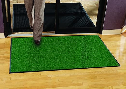 Guardian Platinum Series Indoor Wiper Floor Mat, Rubber with Nylon Carpet, 6'x6', Green