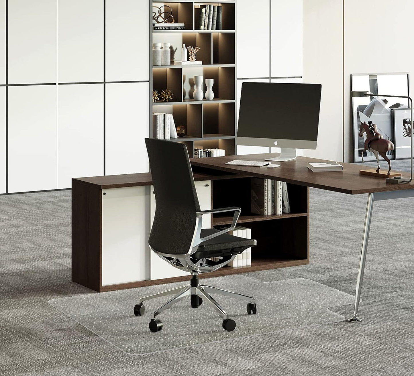 FuturHydro Office Chair Mat for Low Pile Carpet, 48" x 36" Clear Computer Desk Chair Mats for Carpeted Floors, Easy Glide Rolling Plastic Floor Mat (with Lip)