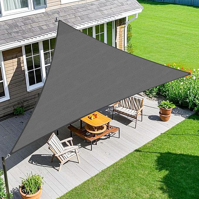 Amagenix Sun Shade Sail 24'X24'X33.9' Curved Edge Outdoor Shade Canopy Dark Grey Breathable 95% UV Block Shade Cloth for Patio Garden Backyard (We Make Custom Size)