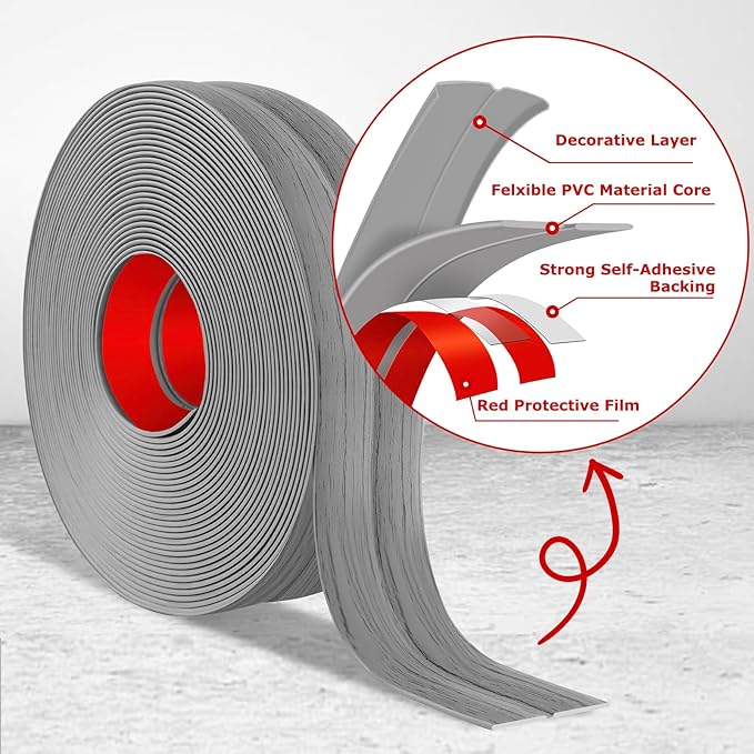 Flexible Wall Corner Protector Moulding Trim Peel and Stick Wall Corner Guards Edge Protector Self Adhesive Molding Trim Strip for Edge Ceiling (Light Gray Wood Grain, 1.6 in x 10 Ft)