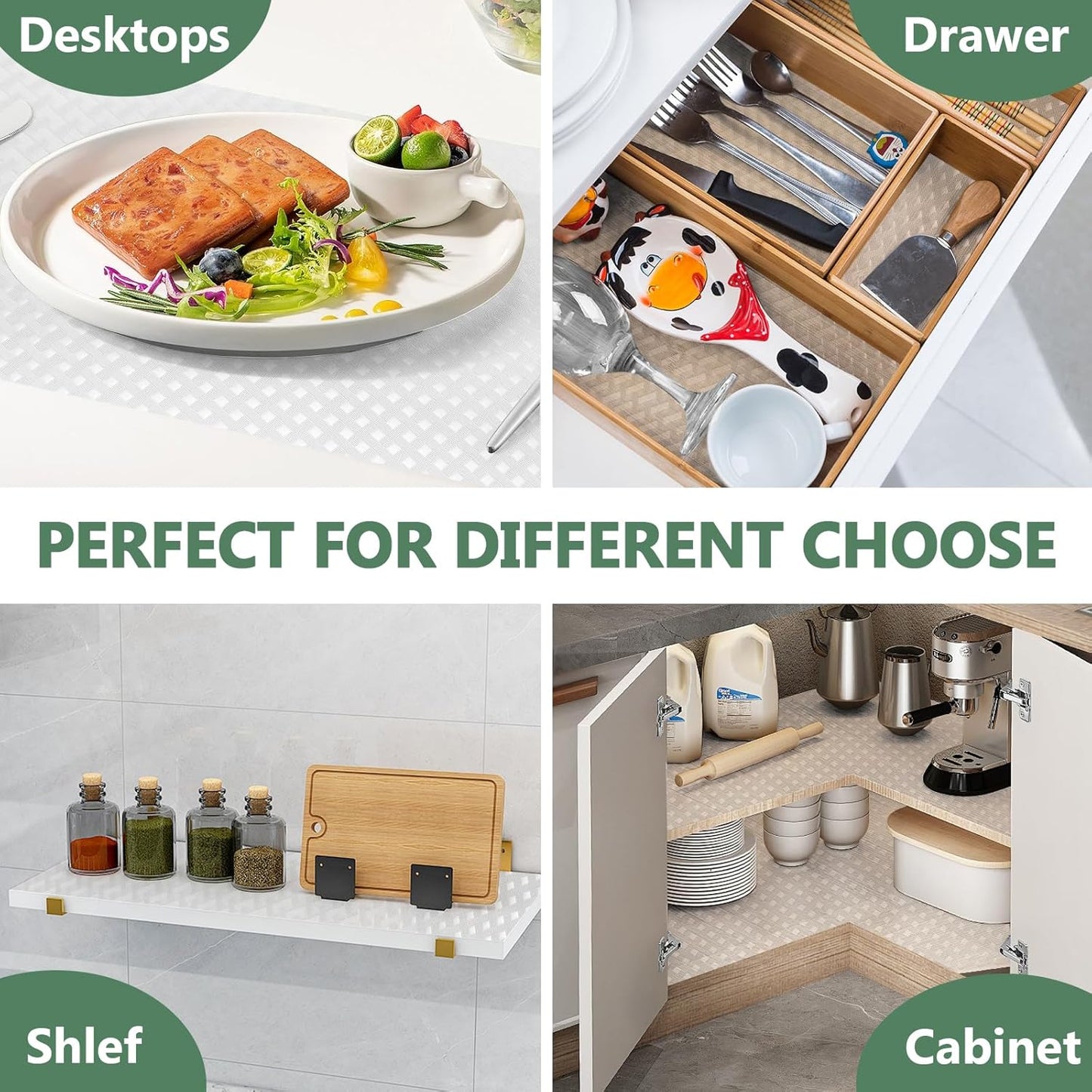 Shelf Liners, Non-Adhesive Drawer Liner, Waterproof & Oil-Proof Kitchen Cabinet Cupboard Liner Plastic EVA Material BPA Free Fridge Liner Mats Paper Protector for Shelves (Clear/12in x 120in)