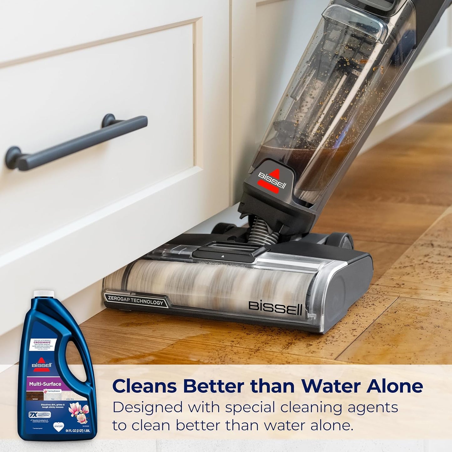 BISSELL MultiSurface Floor Cleaning Formula-Crosswave and Spinwave, 17891, 64oz, Removes Everyday Dirt and Grime, Safe on Sealed Hard Floors, Tile, Laminate, Area Rugs, Spring Breeze