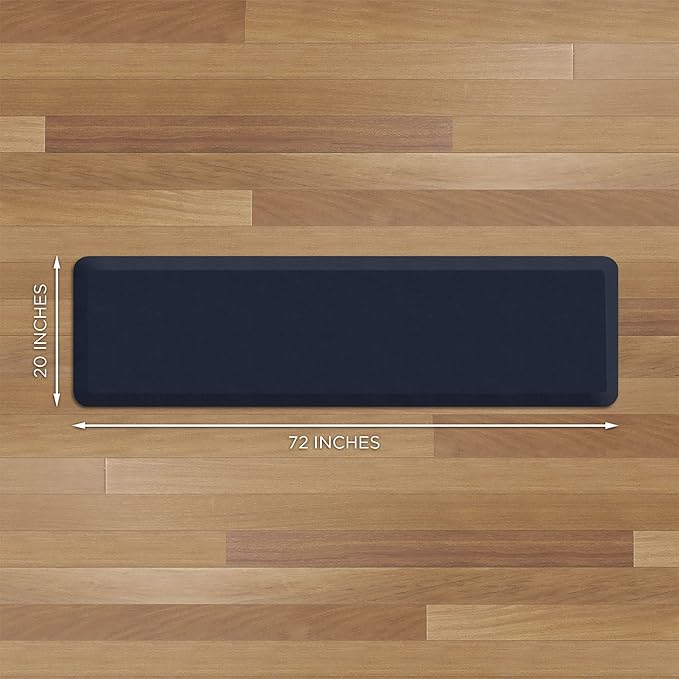 GelPro Anti Fatigue Nonslip Mat: Hard Floor Utility Mats for Garage, Patio and Kitchen - 20" x 72" x .5" - Leather Grain Navy