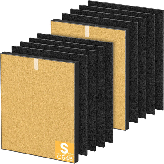 2 Pack C545 HEPA Pet Replacement Filter S Compatible with Winix C545 Air Purifier, Replaces Part 1712-0096-00 and 2522-0058-00, 2 HEPA Filter + 8 Activated Carbon Filters, Yellow