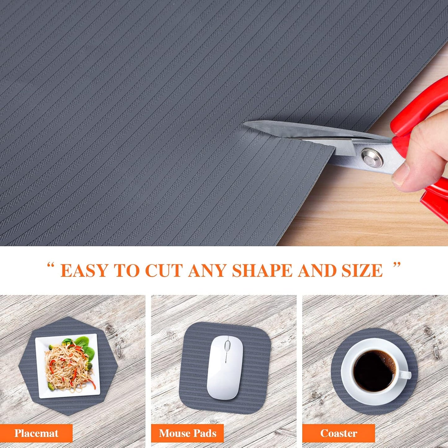 Shelf Liners for Kitchen Cabinets, Non-Adhesive Drawer Liner, 17.5 Inch x 10Ft(120 Inch), Non-Slip, Strong Durable, Waterproof for Kitchen Cabinet Liner, Shelves, Storage, Desks, Dark Gray