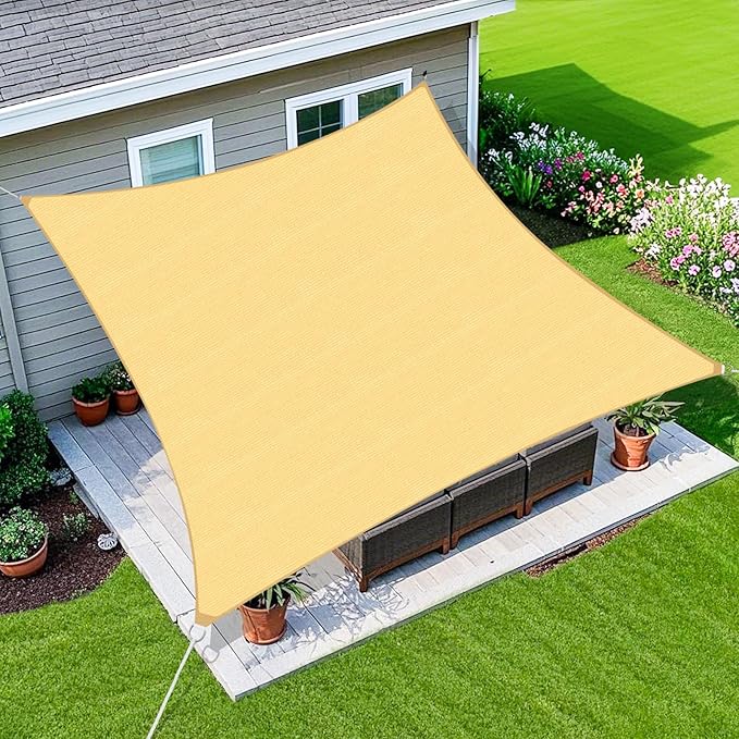Amagenix Sun Shade Sail 6X14 Curved Edge Outdoor Shade Canopy Sand Breathable 95% UV Block Shade Cloth for Patio Garden Backyard (We Make Custom Size)