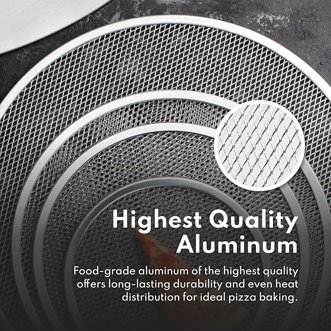 New Star Foodservice 50677 Restaurant-Grade Aluminum Pizza Baking Screen, Seamless, 12-Inch