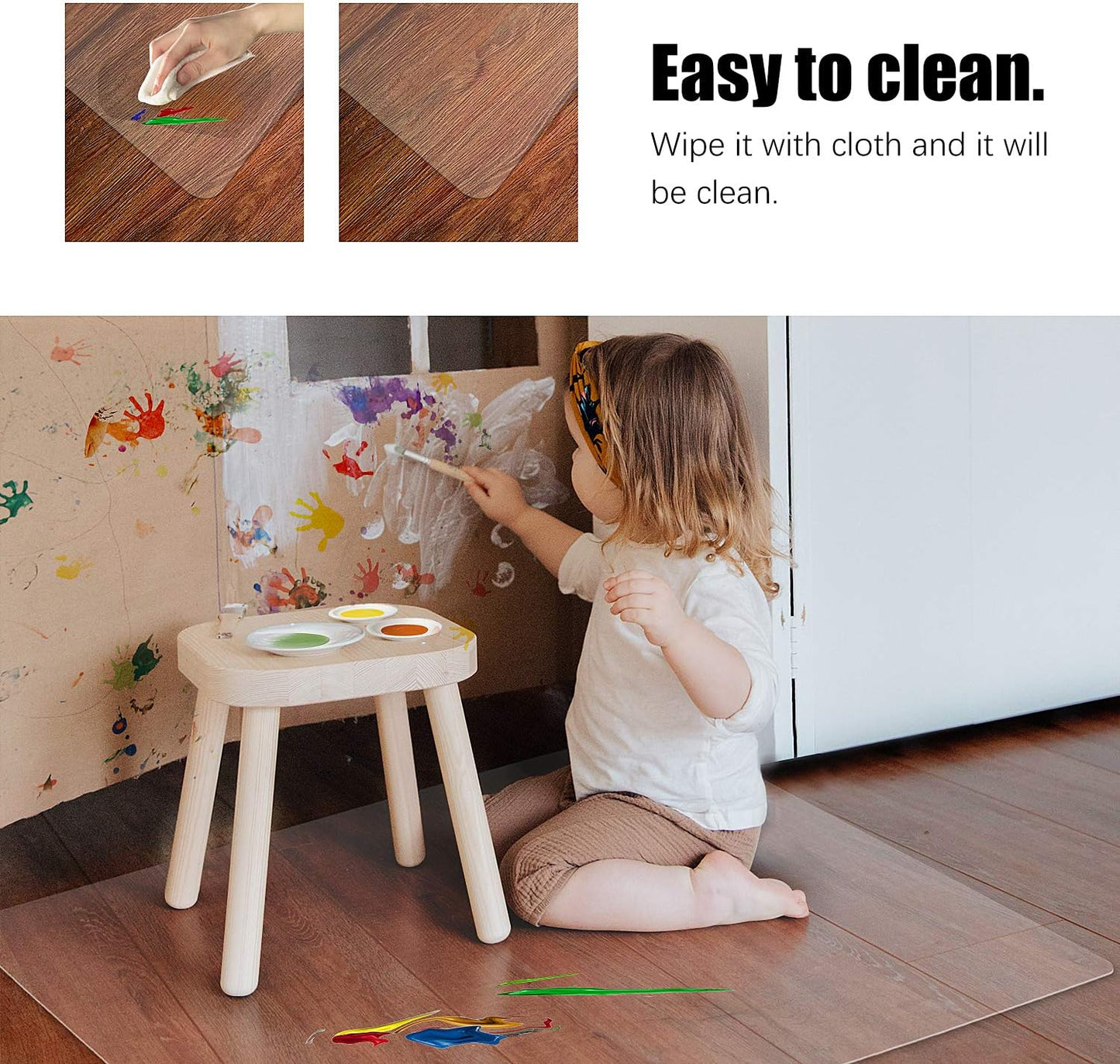 Kuyal Clear Chair mat for Hardwood Floor 46 x 72 inches Transparent Floor Mats Wood/Tile Protection Mat for Office & Home (46" X 72" Rectangle)