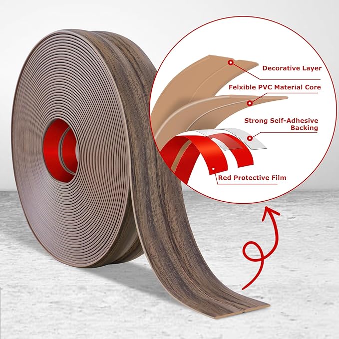Flexible Wall Corner Protector Moulding Trim Peel and Stick Wall Corner Guards Edge Protector Self Adhesive Molding Trim Strip for Edge Ceiling (Smoked Brown Wood Grain, 0.8 in x 10 Ft)