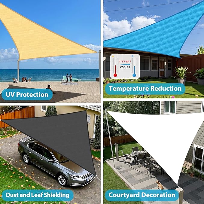 Amagenix Sun Shade Sail 12'X12'X17' Curved Edge Outdoor Shade Canopy Mocha Breathable 95% UV Block Shade Cloth for Patio Garden Backyard (We Make Custom Size)