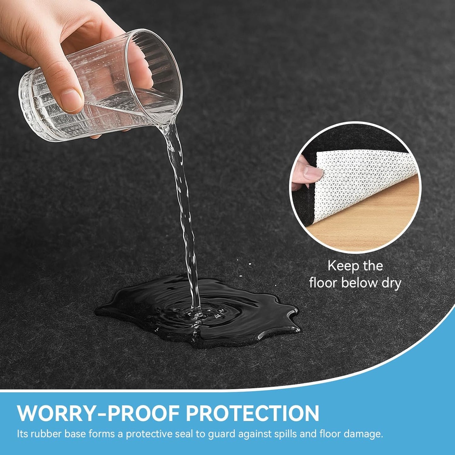 Warmstar 4x6 FT Non Slip Rug Pad,100% Waterproof Felt Rug Pad for Hardwood Floors,1/8” Thick Soft Carpet Pad with Natural Rubber Backing,Secure Grip & Floor Protection