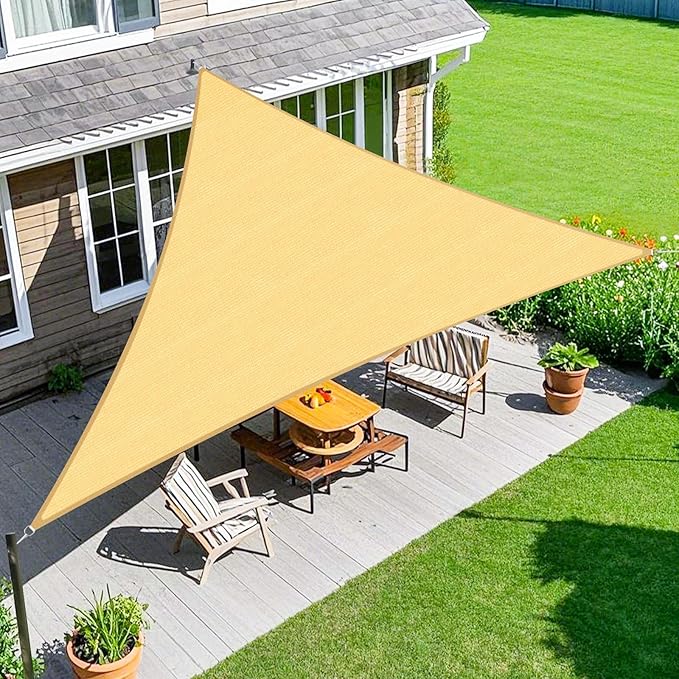 Amagenix Sun Shade Sail 7'X7'X10' Curved Edge Outdoor Shade Canopy Sand Breathable 95% UV Block Shade Cloth for Patio Garden Backyard (We Make Custom Size)
