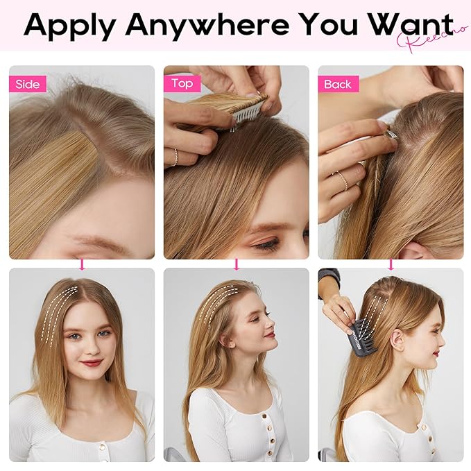 REECHO Clip in Hair Volumizer, Short Thick Clip in Hairpieces Adding Extra Hair Volume Extensions for Women with Thin Fine (Light Golden Brown, 8 Inch(Pack of 2))