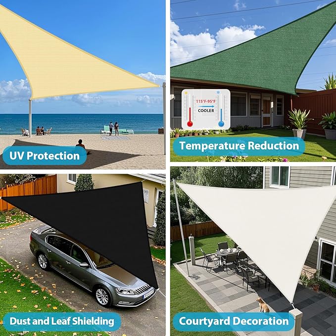 Amagenix Sun Shade Sail 5'X5'X7' Curved Edge Outdoor Shade Canopy White Breathable 95% UV Block Shade Cloth for Patio Garden Backyard (We Make Custom Size)