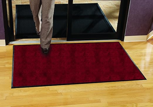 Guardian Platinum Series Indoor Wiper Floor Mat, Rubber with Nylon Carpet, 3'x8', Burgundy