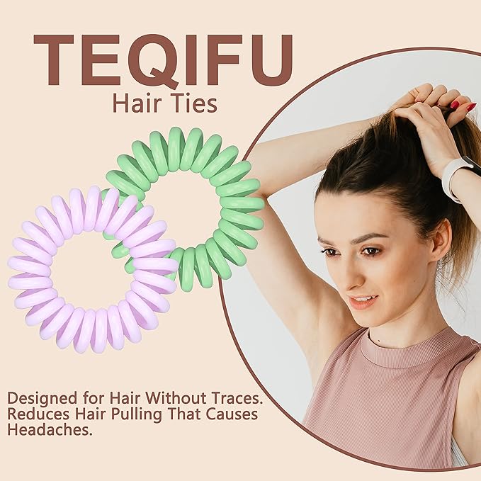 20 Pack Hair Elastics, No Crease Spiral Hair Ties Hair Bands Multi Color Waterproof Phone Cord Hair Scrunchies Hair Coils Accessories for Women Girls…