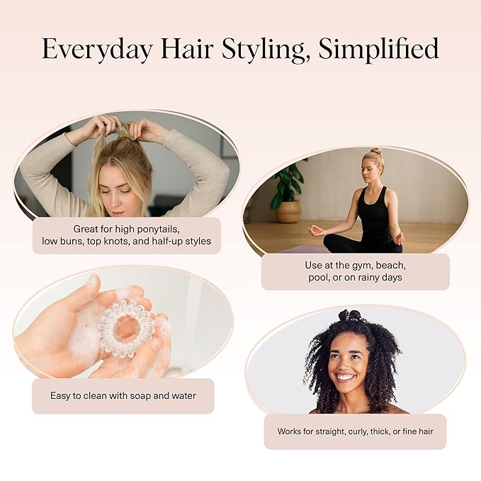 Kitsch Spiral Hair Ties for Women - Creaseless and Dent-free Coil Hair Ties | No Damage, Phone Cord Coils | Made of Flexible and Durable Plastic | Ideal Gifts for Women | 8pcs (Blonde)