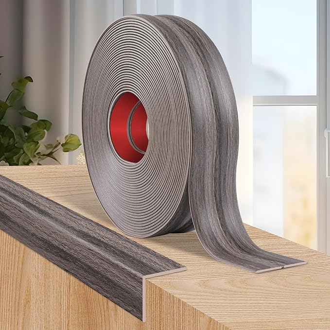 Flexible Wall Corner Protector Moulding Trim Peel and Stick Wall Corner Guards Edge Protector Self Adhesive Molding Trim Strip for Edge Ceiling (Brown Walnut Wood Grain, 1.6 in x 40 Ft)