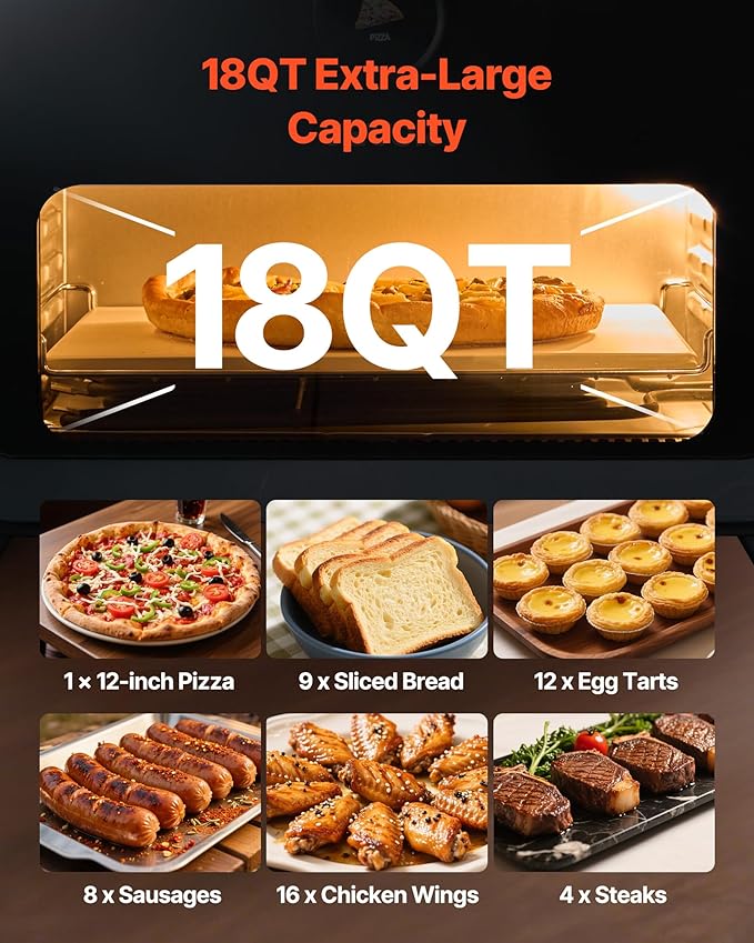 VEVOR Pizza Oven, 8 Presets Electric Pizza Ovens Air Fry Combo, 12-Inch Indoor Pizza Maker Smart Knob Control, 750°F Max Temp, IPX4 Waterproof Countertop Pizza Cooker w/Pizza Stone,Fry Basket