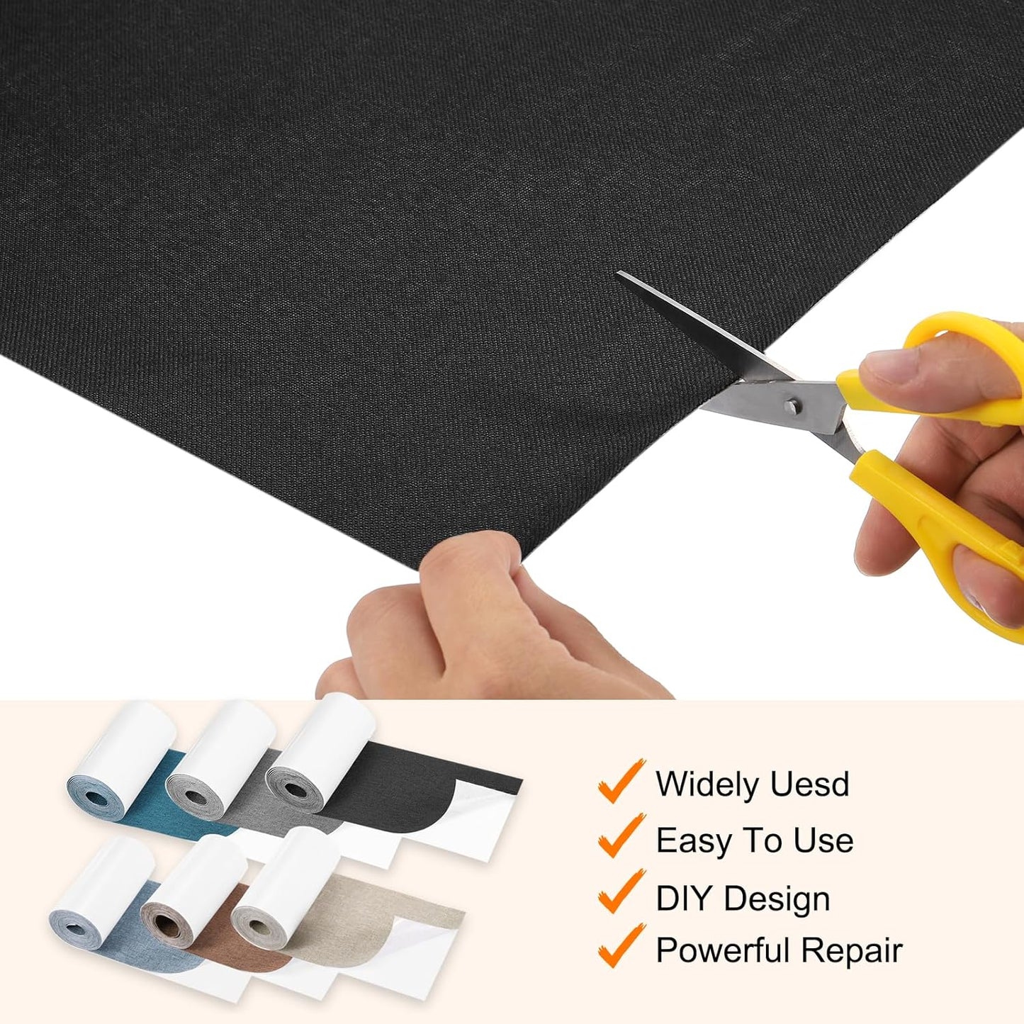 Repair Patches Repair Tape Self-Adhesive DIY Repair Patch Linen Gear Patch for Sofa, Furniture, Chair, Clothing,Tents,3.5x79 Inch,White
