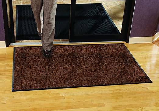 Guardian 94040550 Platinum Series Indoor Wiper Floor Mat, Rubber with Nylon Carpet, 4'x5', Brown