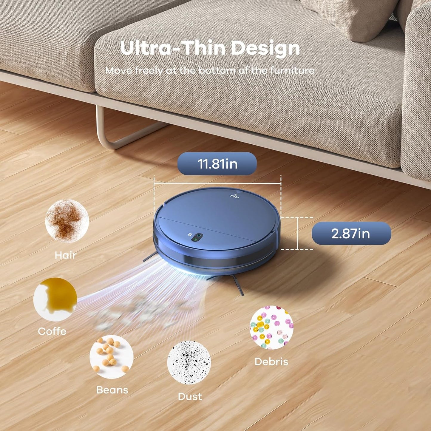 ZCWA Robot Vacuum and Mop Combo,2.4GHz WiFi Link Vacuum Robot,4 Cleaning Mode Robotic Vacuums Cleaner,APP/Remote Aspiradora Robot,Self-Charging Robot Vacuum for Pet Hair,Stains,Carpets,Corner
