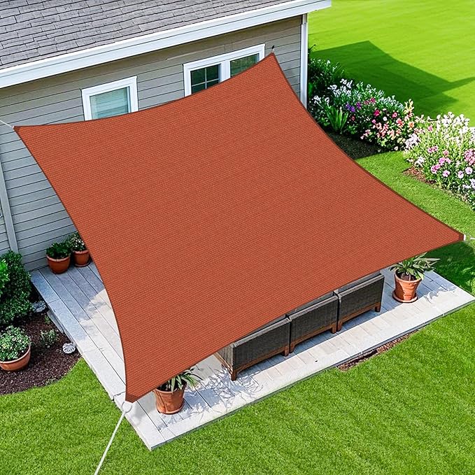 Amagenix Sun Shade Sail 10'X30' Curved Edge Outdoor Shade Canopy Rust Red Breathable 95% UV Block Shade Cloth for Patio Garden Backyard (We Make Custom Size)