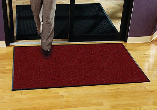 Guardian Platinum Series Indoor Wiper Floor Mat, Rubber with Nylon Carpet, 2'x11', Red