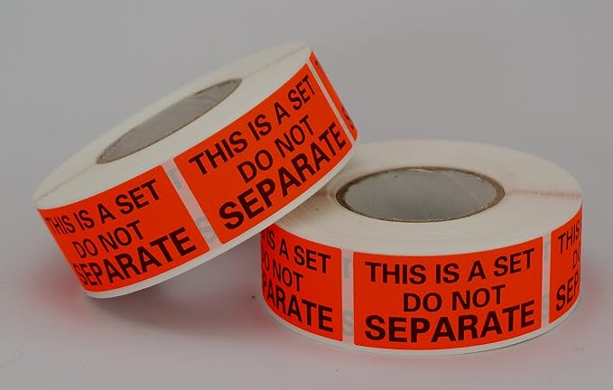 2 Rolls/1000 Labels,This is a Set Do Not Separate,Fluorescent Red Packing Labels(1" x 2")