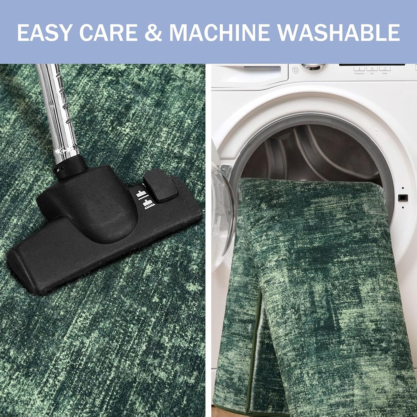 IOHOUZE Abstract Runner Rug 2x6 Ft Washable Runners for Hallways, Non Slip Kitchen Runner Printed Faux Wool Entryway Runner Indoor, Modern Abstract Floor Carpet for Hall Kitchen Bedroom, Dark Green