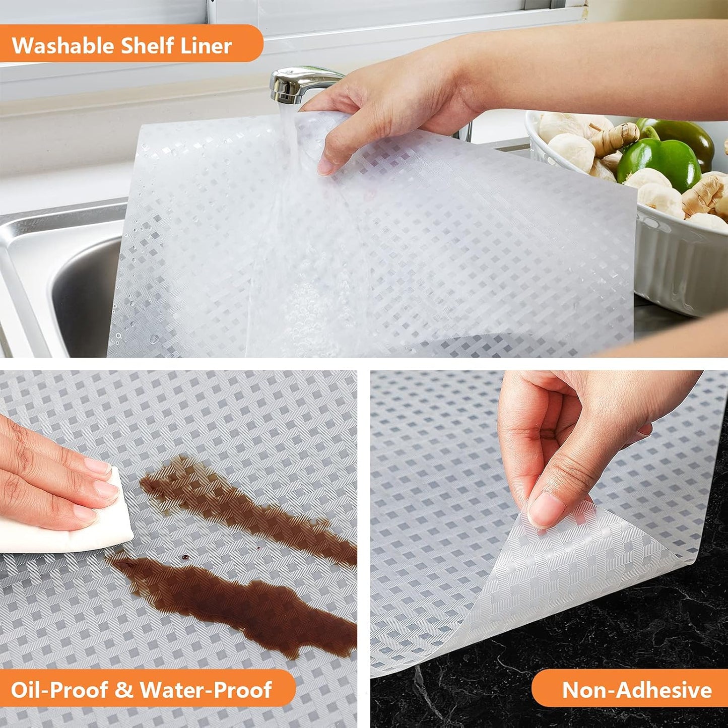 Shelf Liners for Kitchen Cabinets Refrigerator Liners Waterproof Kitchen Cupboard Liner Durable Plastic Drawer Mats EVA Material Non Adhesive Fridge Liner for Shelves - Clear 11.8 x 59 Inches
