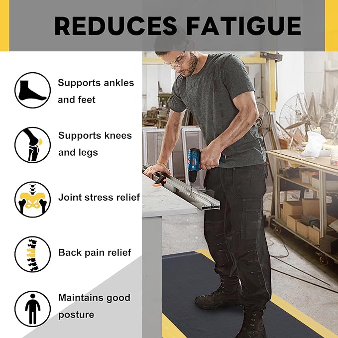Nisorpa Anti Fatigue Mats Industrial 2' x 5' Ergonomic Standing Mat 15/16" Extra Thick Cushioned Shop Floor Mats Kitchen Mats Heavy Duty Commercial Diamond Plate Support for Leg & Back Pain