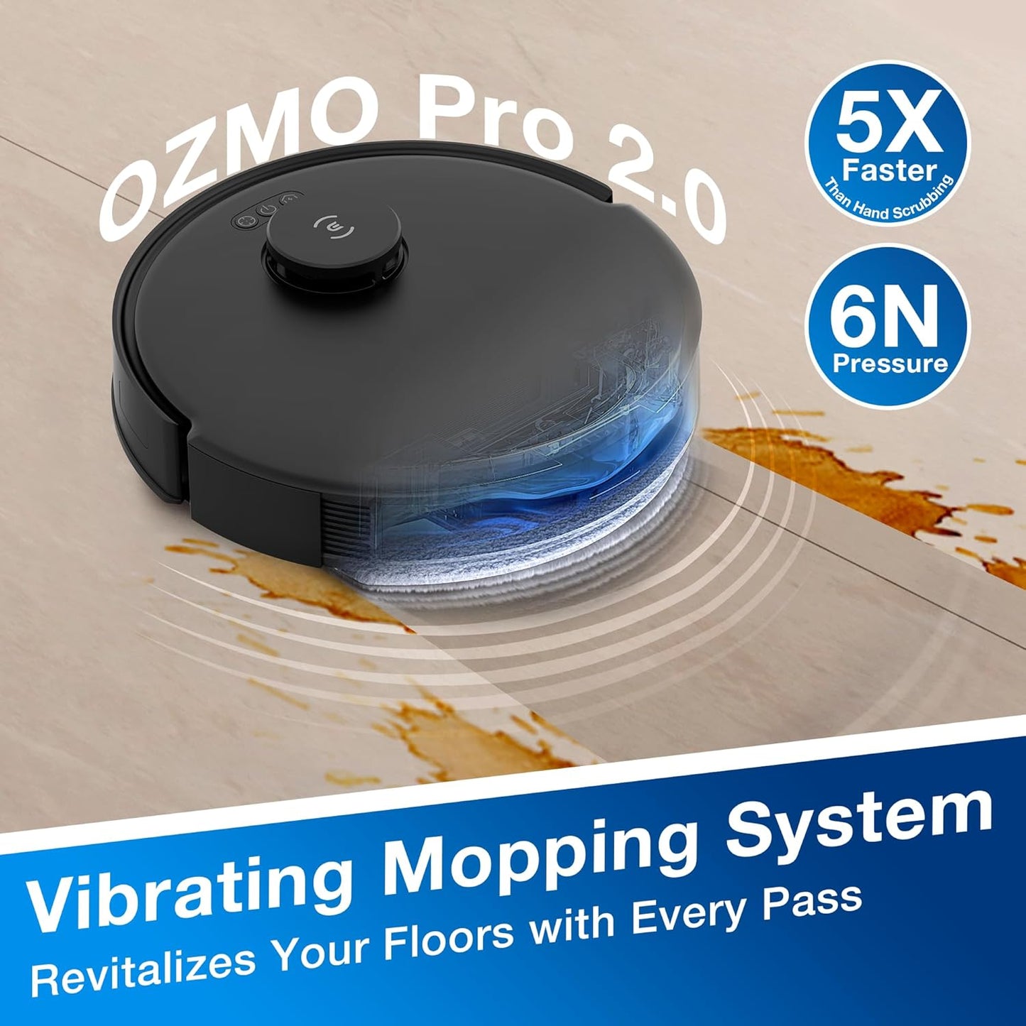 ECOVACS DEEBOT N20 Robot Vacuum Cleaner and Mop,8000Pa Strong Suction, ZeroTangle Brush, 300 Minutes Runtime,TrueMapping Intelligent Path Planning