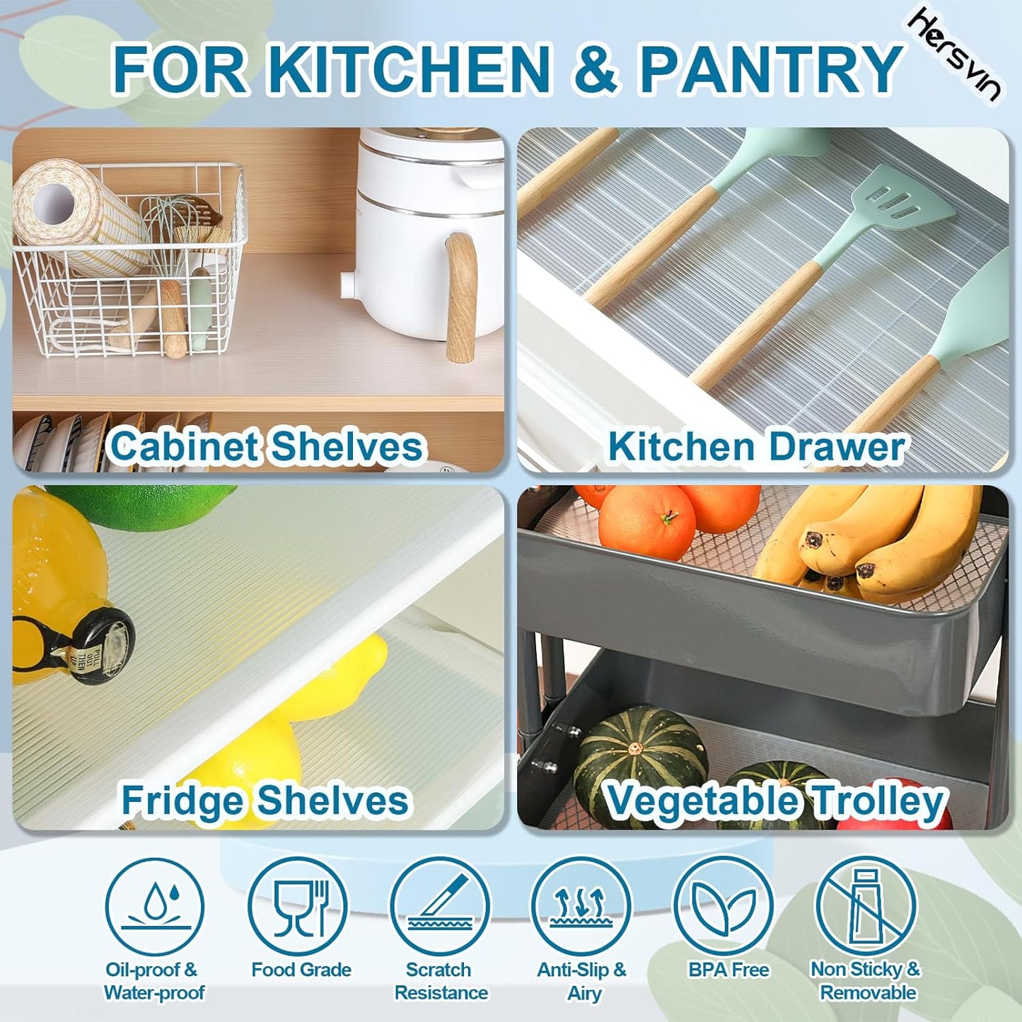 Shelf Liners 20 in x 20 ft EVA Drawer Mats, Non-Adhesive Cupboard Protector, Kitchen Cabinet Lining Fridge Liner (Clear Stripe, 50.8x610cm)