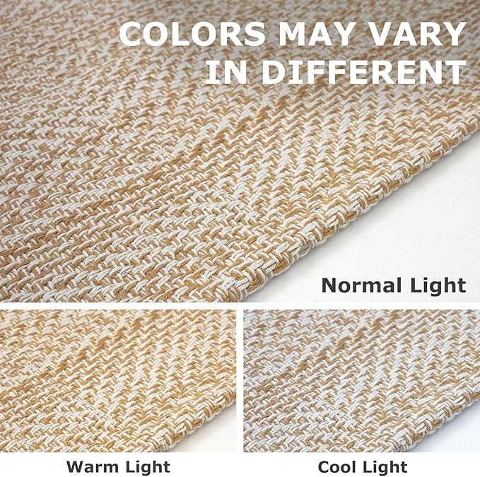 IOHOUZE Small Area Rug 2x3 Washable Woven Rugs for Entryway Non Slip Rubber Backed Front Door Rugs Indoor Doormat Throw Rug Floor Carpet for Entrance Kitchen, Warm Beige/Orange/Apricot