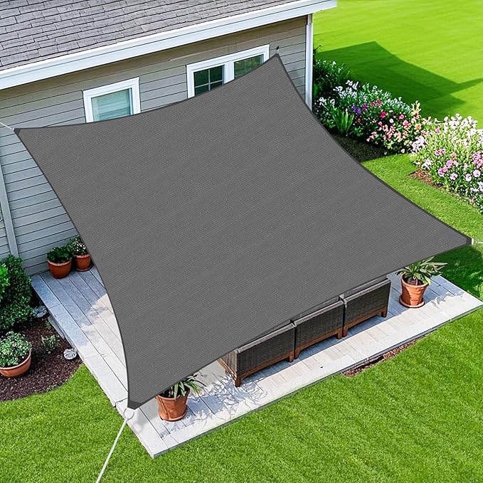 Amagenix Sun Shade Sail 16'X20' Curved Edge Outdoor Shade Canopy Dark Grey Breathable 95% UV Block Shade Cloth for Patio Garden Backyard (We Make Custom Size)