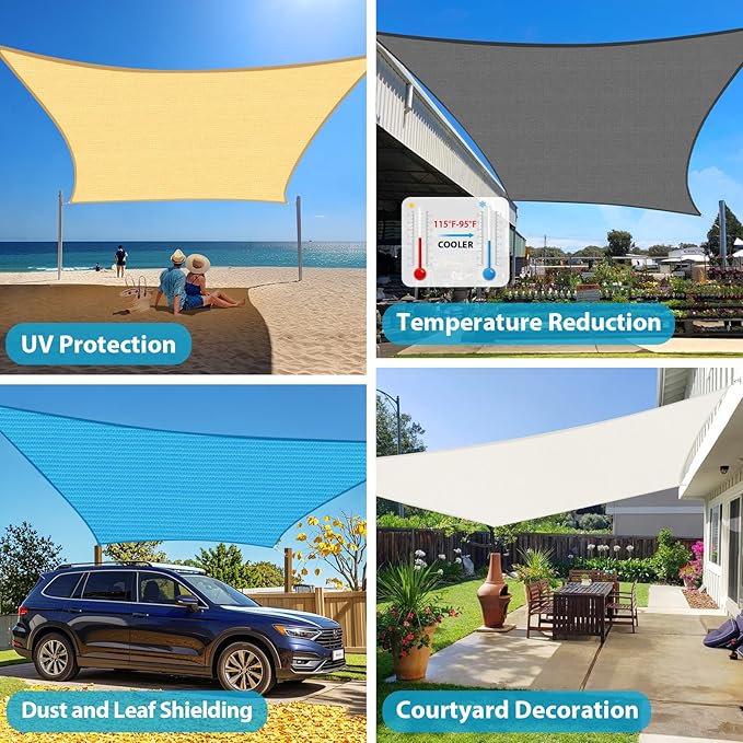 Amagenix Sun Shade Sail 16'X20' Curved Edge Outdoor Shade Canopy Dark Grey Breathable 95% UV Block Shade Cloth for Patio Garden Backyard (We Make Custom Size)