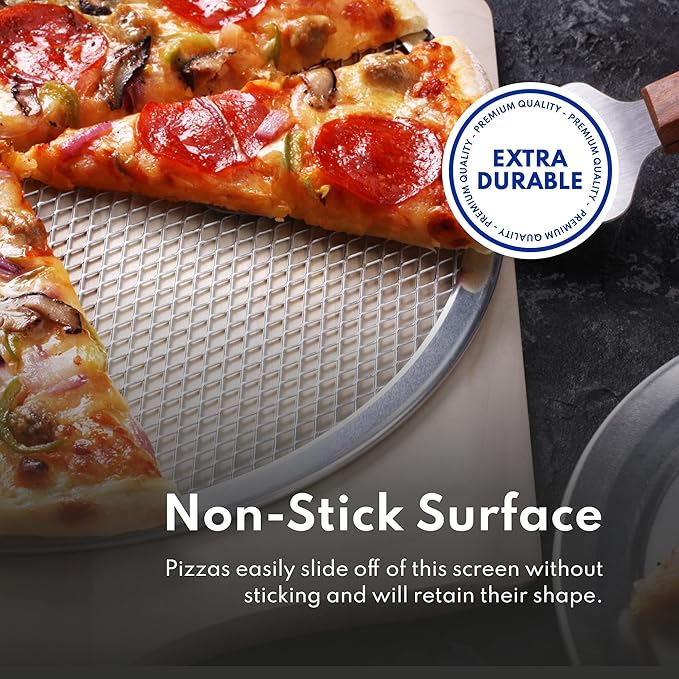 New Star Foodservice 50691 Restaurant-Grade Aluminum Pizza Baking Screen, Seamless, 16-Inch