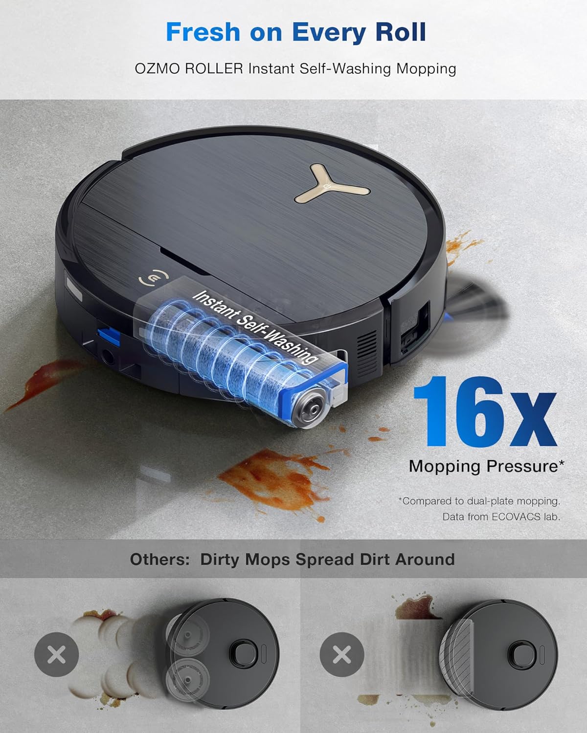 ECOVACS DEEBOT X9 PRO Omni Robot Vacuum and Mop,16,600Pa Blast Suction, OZMO Roller Instant Self-Washing Mopping, ZeroTangle 3.0, Triple Lift System, AI Smart Navigation, Hands-Free Omni Station