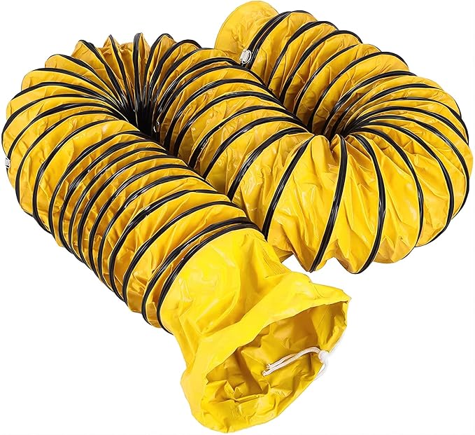 25FT Ducting Hose PVC 14IN Flexible Duct Hosing with Adjustable Rope S Hook & Steel Support for Utility Blower Exhaust Fan (14''x25ft)