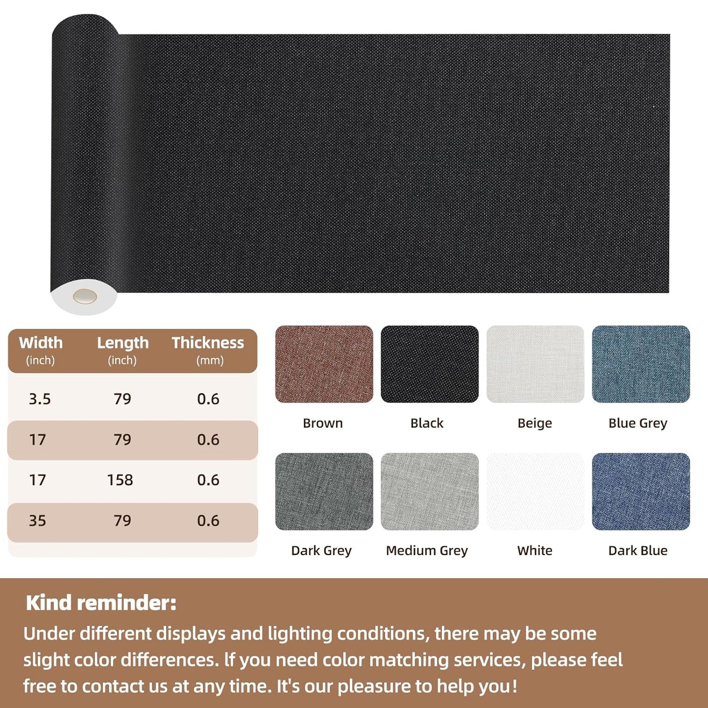 Fabric Repair Patch, 17X79 Inch Fabric Large Repair Tape, Self-Adhesive Patches for Furniture, Sofa, Car Interior, Shoes, Hand Bag, Clothing (Grey, 17X79 Inch)