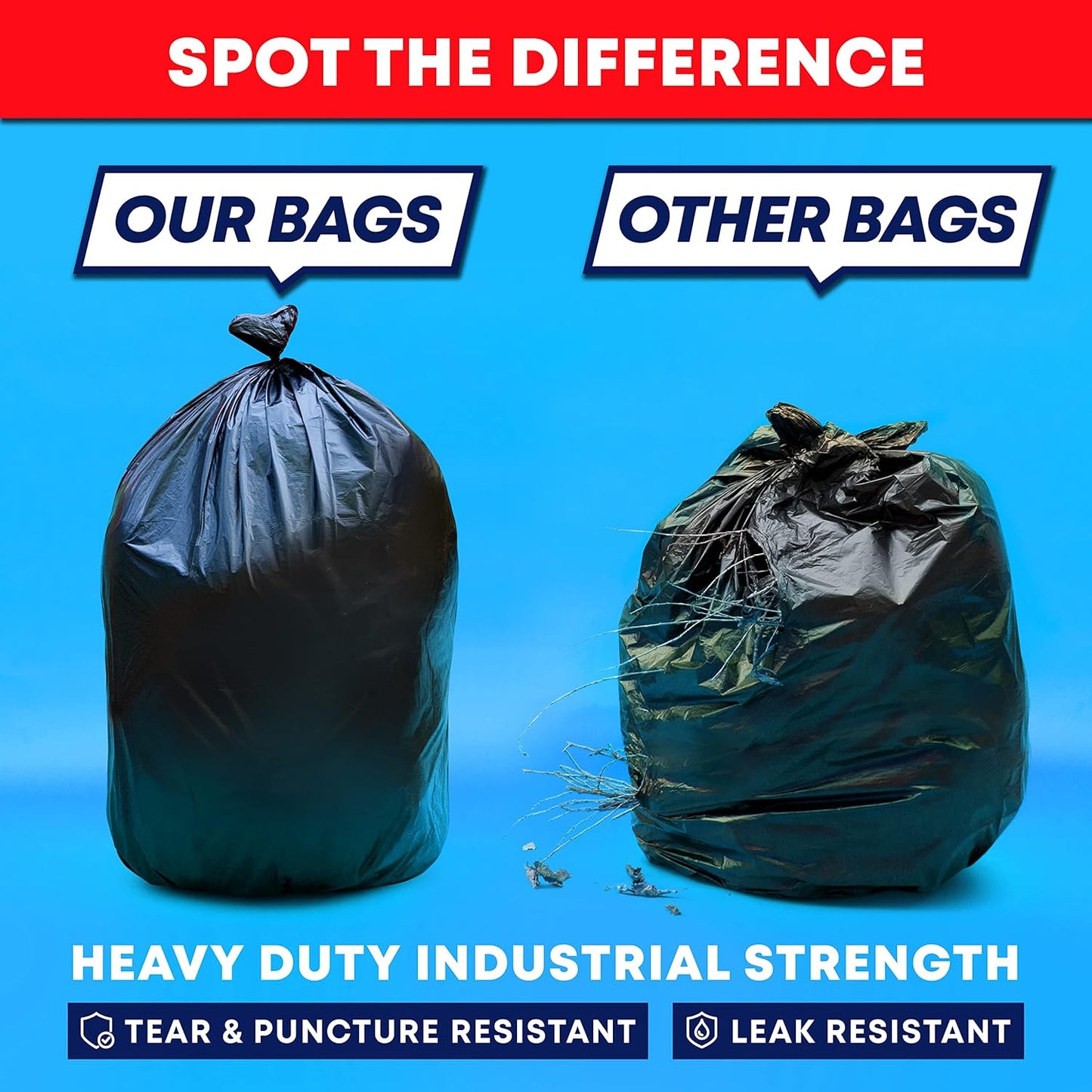 Tasker 30-33 Gallon Trash Bags Heavy Duty (MegaValue Pack 250 Count) Large Black Garbage Bags 30 Gallon - 32 Gallon - 33 Gallon- 35 Gallon. High Density Bags