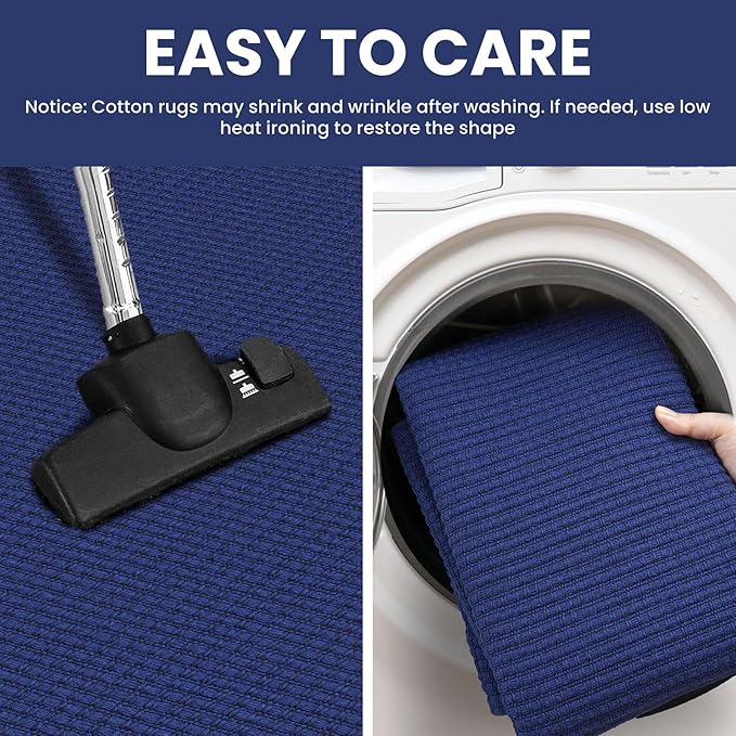 IOHOUZE Small Area Rug 2x3 Washable Woven Rugs for Entryway Non Slip Rubber Backed Front Door Rugs Indoor Doormat Throw Rug Floor Carpet for Entrance Kitchen, Royal Blue/Navy