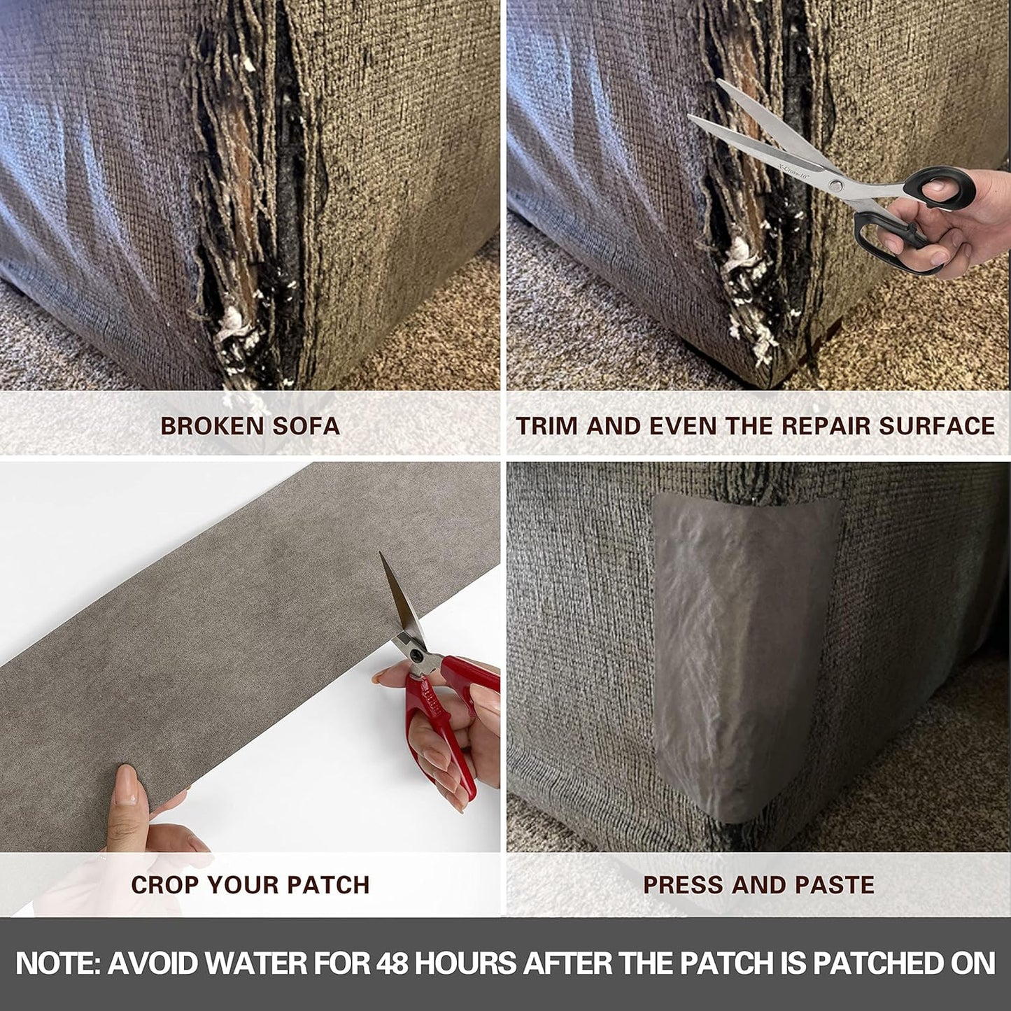 Azobur Velvet Repair Patch, Self-Adhesive Flannel Fabric Patch, Multi Colors, Microfiber Patch，Can be Used to Patch Sofas, Car Seats, Handbags, Jacket Holes and Tears (Brown)