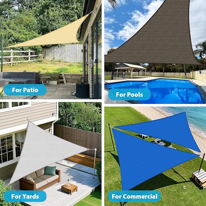 Amagenix Sun Shade Sail 28'X28'X28' Curved Edge Outdoor Shade Canopy Light Grey Breathable 95% UV Block Shade Cloth for Patio Garden Backyard (We Make Custom Size)