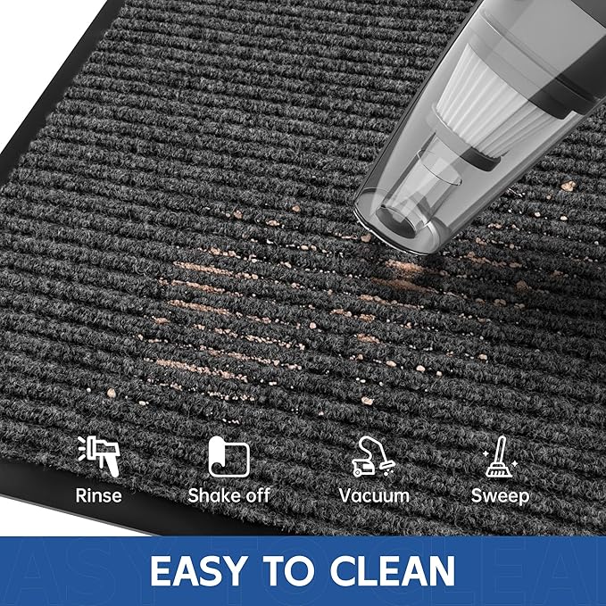Front Door Mat, 3' x 6' Heavy Duty Indoor Outdoor Door Mat for Entryway, Commercial Door Mats Entrance, Low Profile Welcome Mats Non-Slip, Durable Rubber Backing Entry Mat for Patio, Home