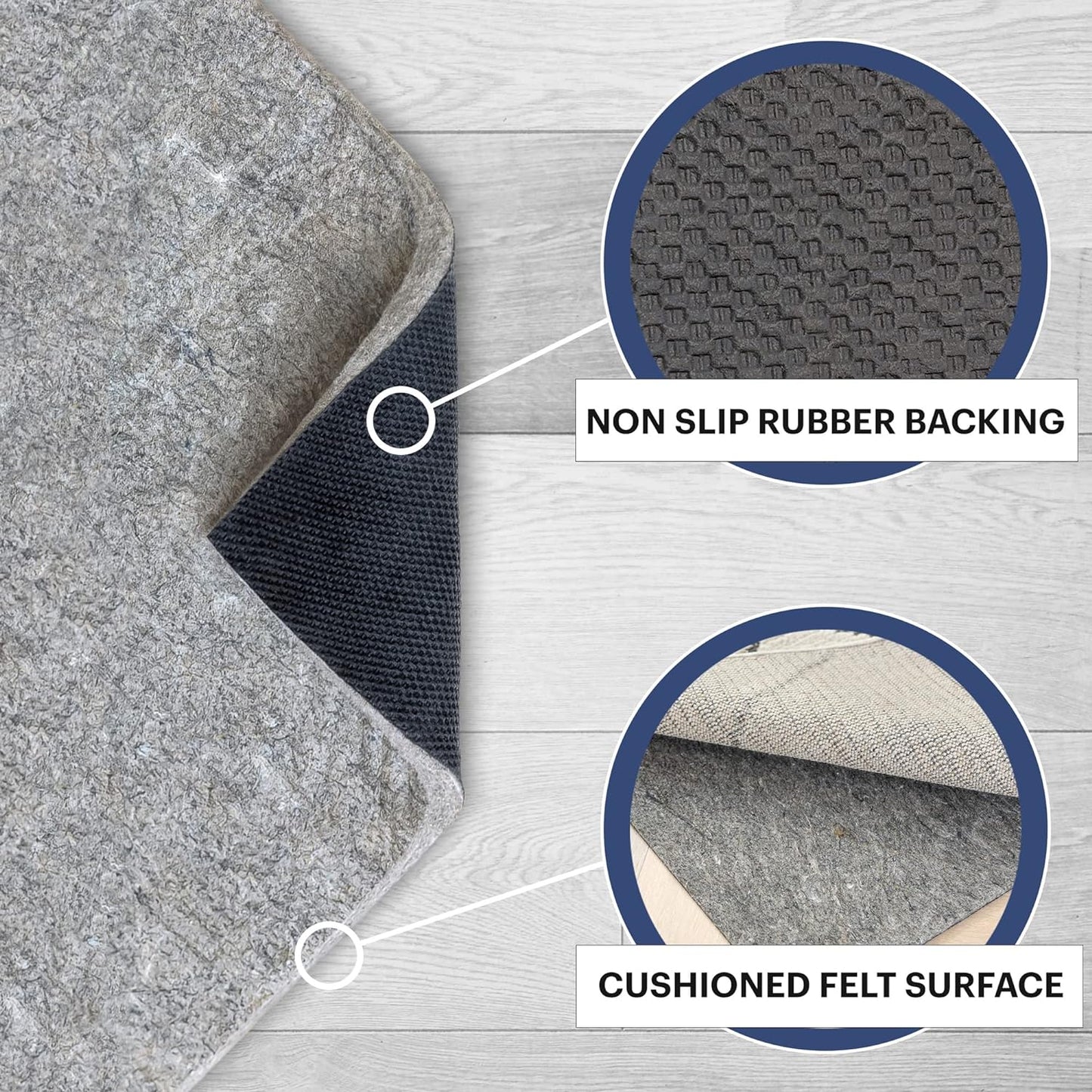 RUGPADUSA - Dual Surface - 2'x3' - 3/8" Thick - Felt + Rubber - Enhanced Non-Slip Rug Pad - Adds Comfort and Protection - for Hard Surface Floors