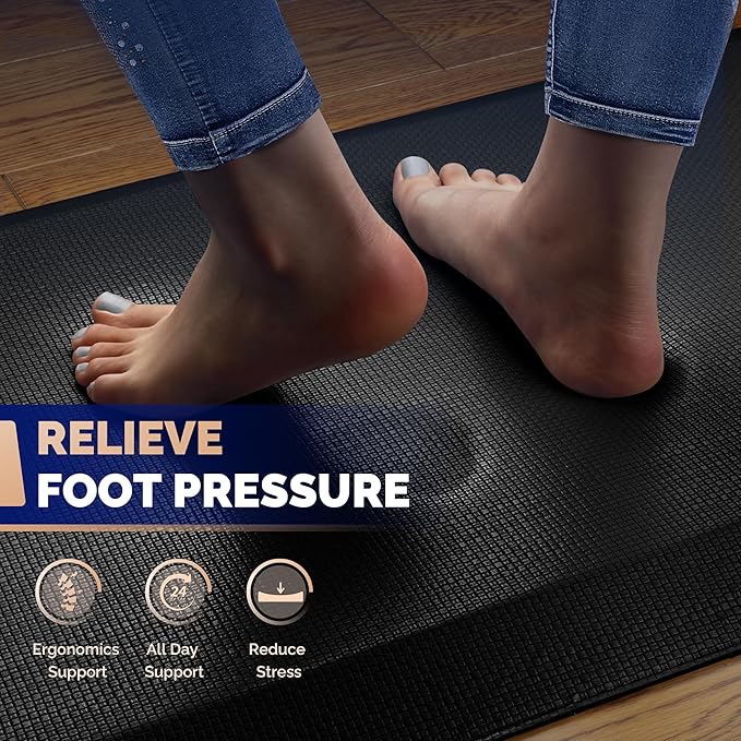 FEATOL Anti Fatigue Mat for Standing, 9/10 Extra Thick Ergonomic Standing Desk Mat, Comfort & Durable Memory Foam Standing Mat at Home,Office All Day (20" x 39", Black, 1PC)