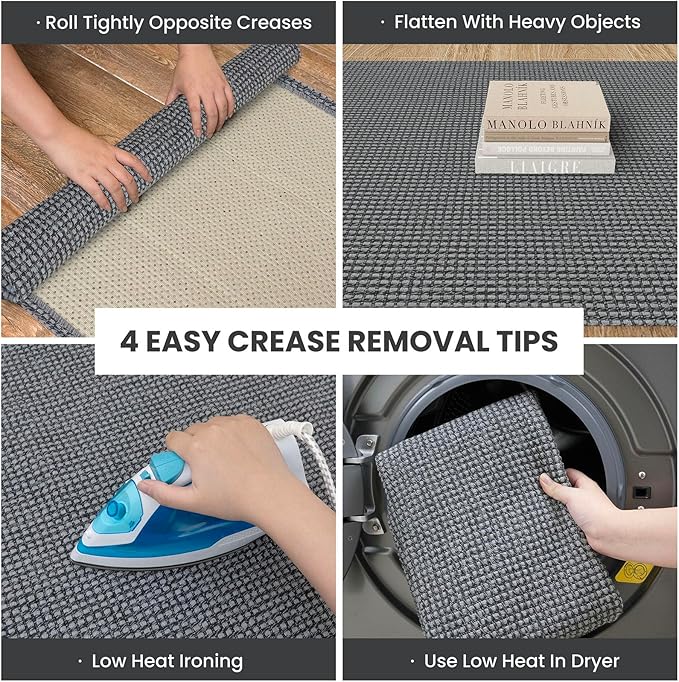 IOHOUZE Washable Area Rug 4x6 Non Slip Rubber Backed Woven Rugs for Entryway Indoor Bedroom Rugs Kitchen Rug Floor Throw Carpet for Entrance Front Door Living Room, Dark Grey