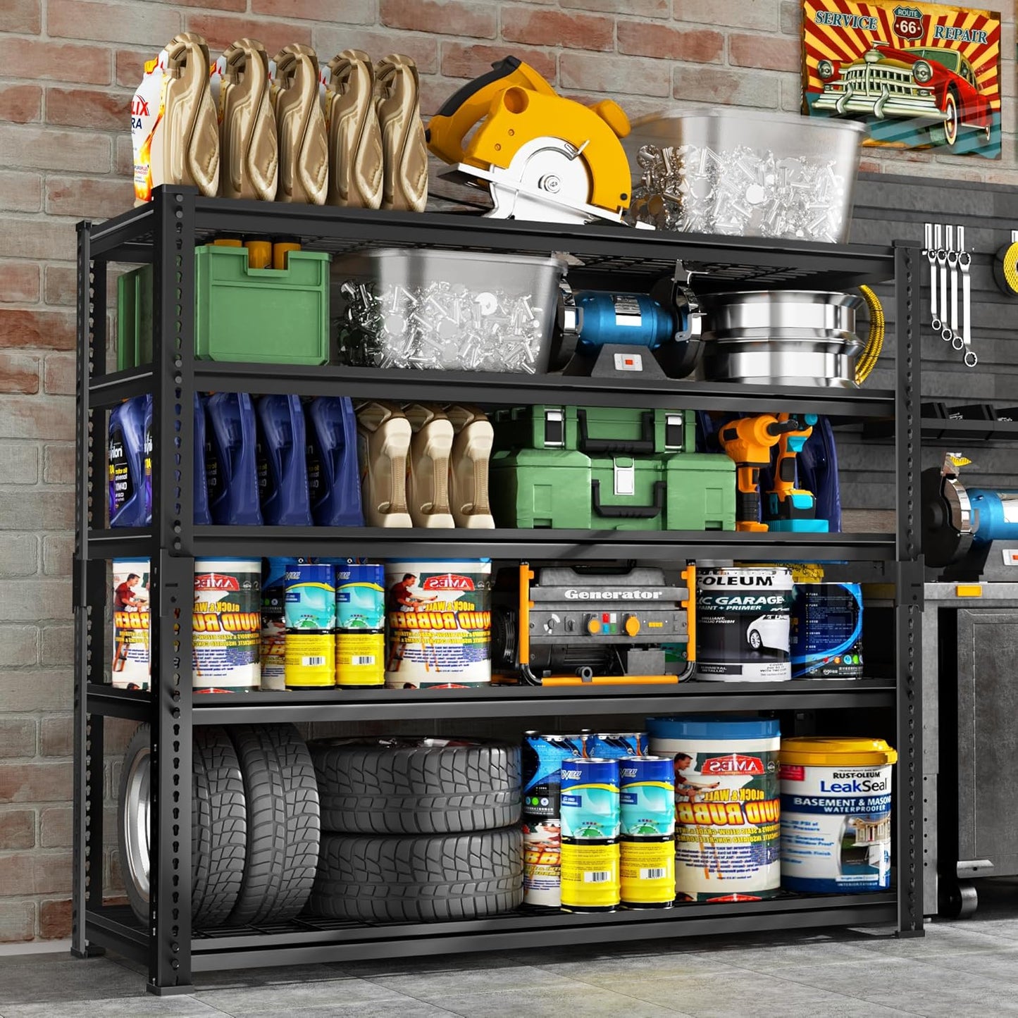Storage Shelves Heavy Duty, 2 PCS 48" L x 18" W x 72" H Garage Wire Shelving Unit Loads 2800LBS, 5-tier Adjustable Metal Industrial Utility Shelf Rack for Kitchen, Laundry Room, Warehouse, Basement
